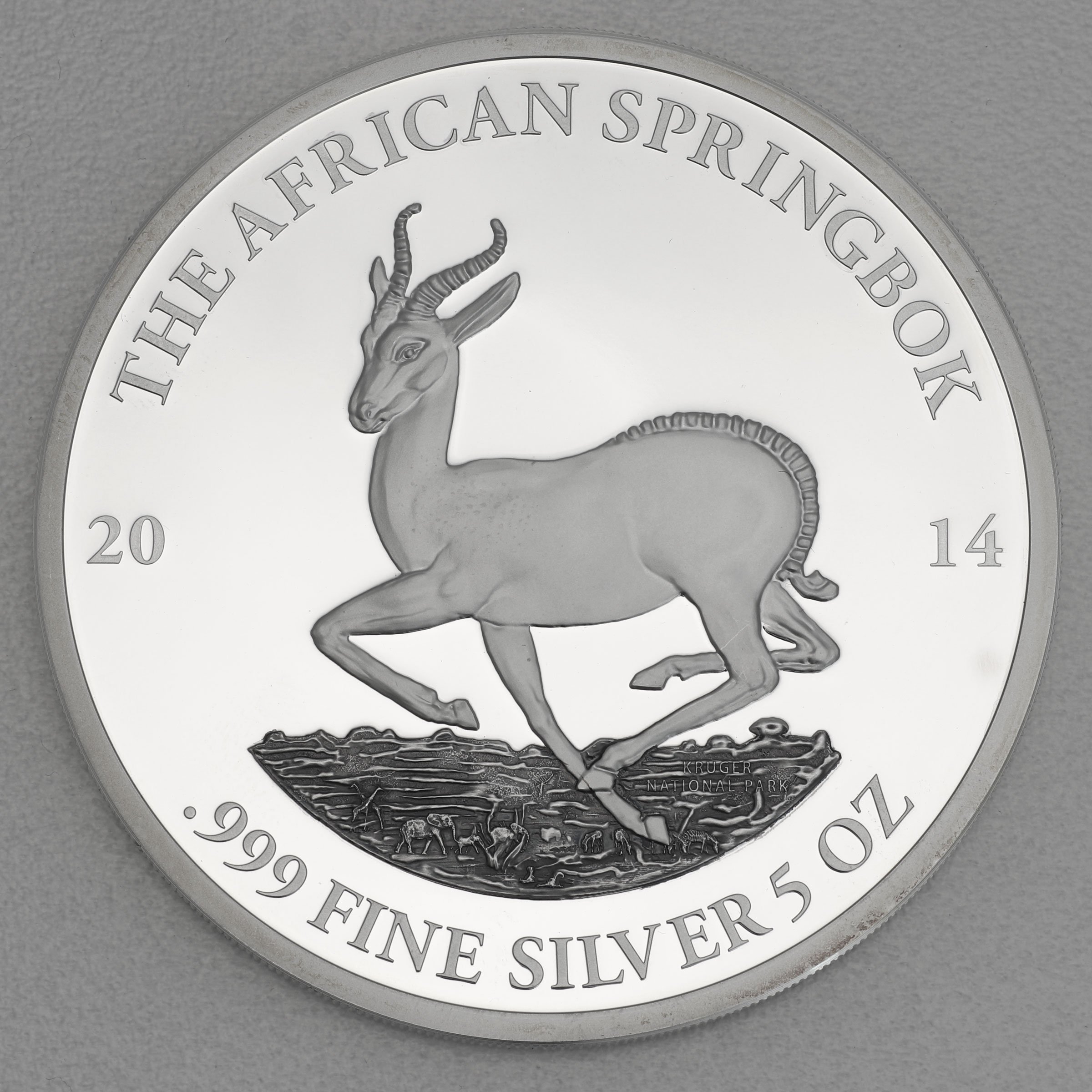 Silbermünze 5oz "African Springbock" 2014 (PP) Kruger National Park (Gabun) - Hauptansicht