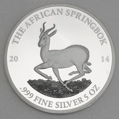 Silbermünze 5oz "African Springbock" 2014 (PP) Kruger National Park (Gabun) - Miniaturansicht 1