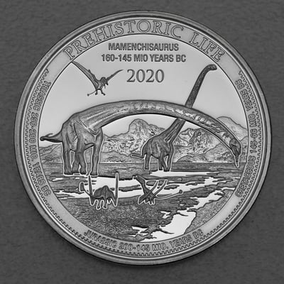 Silbermünze 1oz "Mamenchisaurus 2020" Prehistoric Life (Kongo) - Miniaturansicht 1