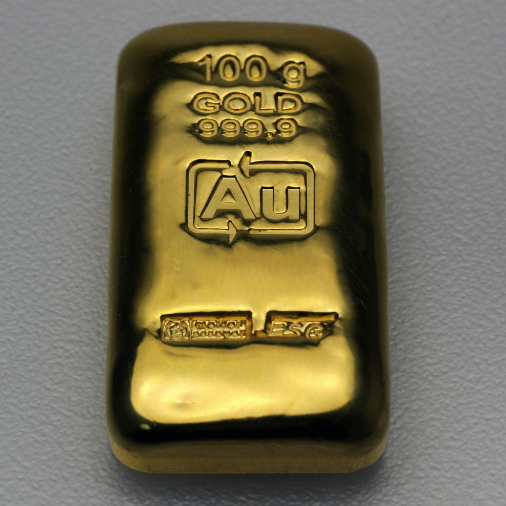 Goldbarren 100g Au ESG, gegossen - Detailansicht 2