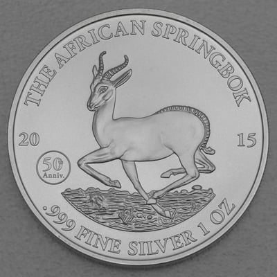 Silbermünze 1oz "Springbock" 2015 (Gabun) - Miniaturansicht 1