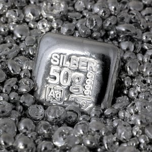 Silberbarren 50g ESG gegossen quadratisch gravierbar Recyclingsilber - Miniaturansicht 2