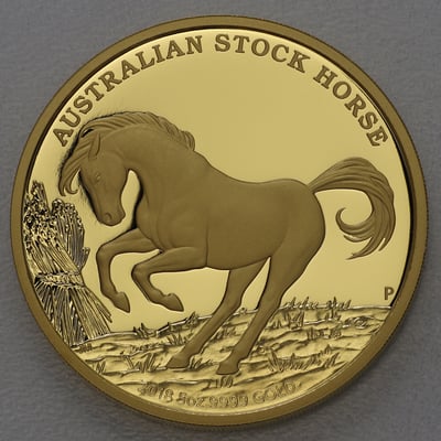 Goldmünze 5oz "Australian Stock Horse" 2018 (PP) Stock Horse (Australien) - Miniaturansicht 1