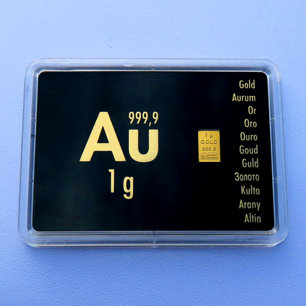 Goldbarren 1g "Au International" (Motivbox) - Hauptansicht