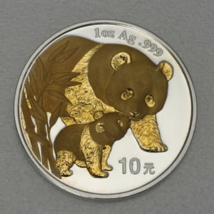 Silbermünze 1oz "Panda" 2004 (vergoldet) (China) - Miniaturansicht 1