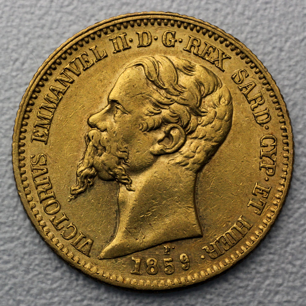 Goldmünze 20 Lire "Vittorio Emanuele II." (Italien) - Detailansicht 2