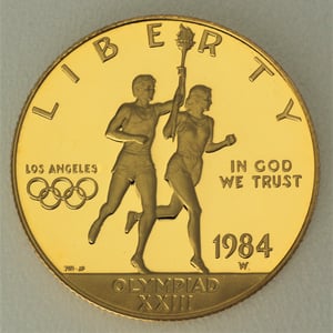 Goldmünze 10 Dollar "Los Angeles Olympiade" 1984 Fackelläufer - PP (USA) - Hauptansicht