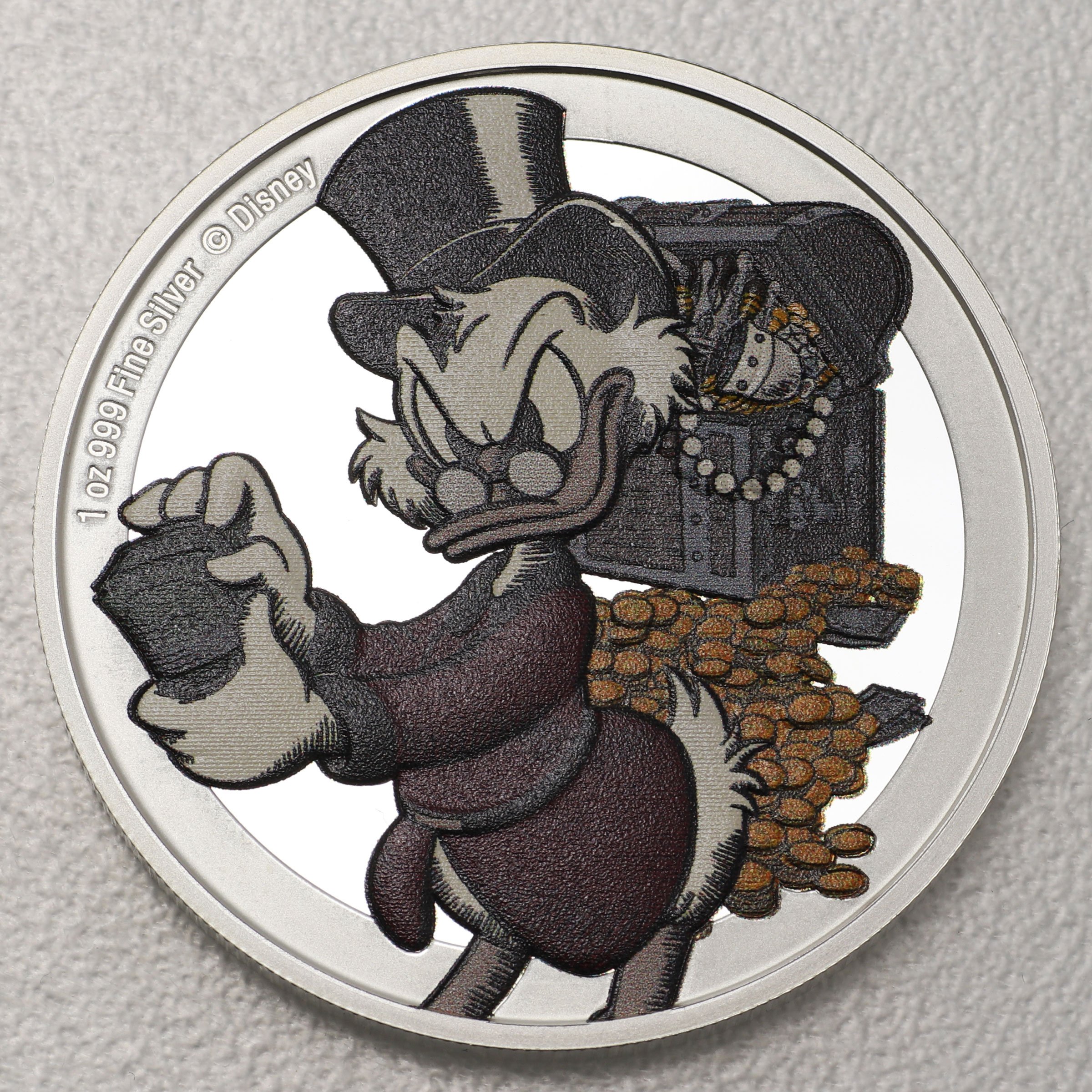 Silbermünze 1oz "Dagobert Duck 75. Jubiläum" 2022 diff. (koloriert) Disney (Niue) - Hauptansicht
