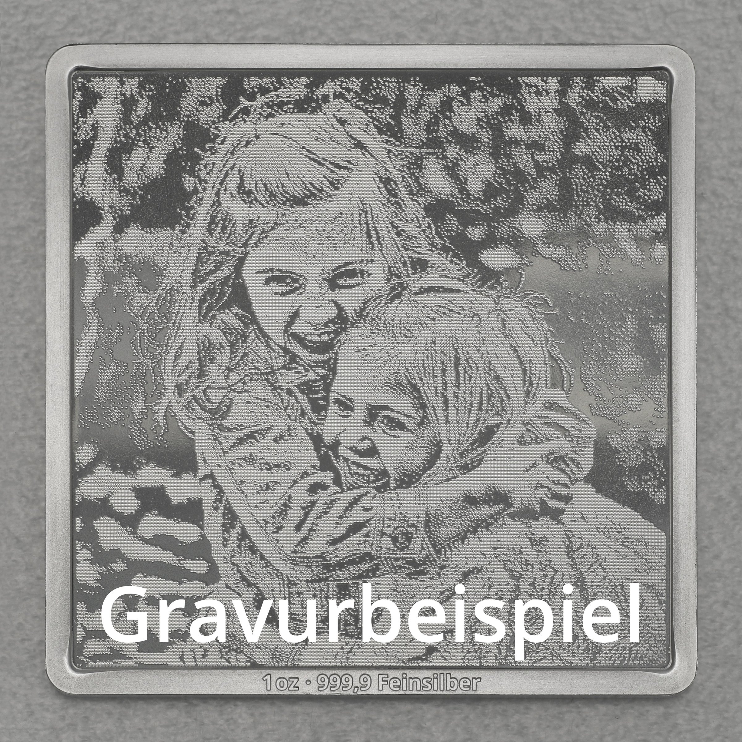 Silberbarren 1oz "Ihre Wunsch-Fotogravur" quadratisch - Hauptansicht