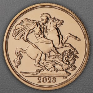 Goldmünze 1 Sovereign "Charles III." 2023 Coronation (Großbritannien) - Hauptansicht