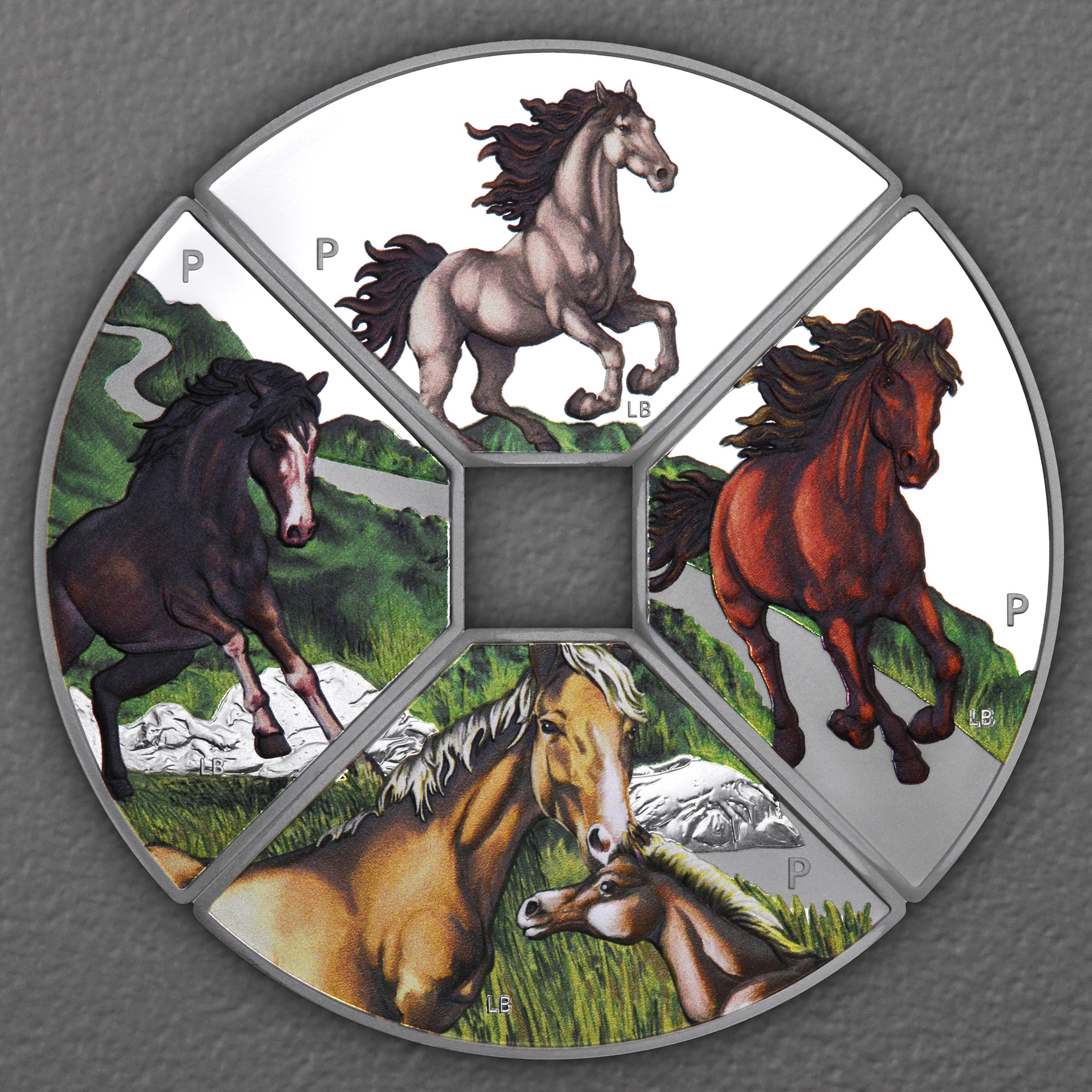 Silbermünzen 4 x 1oz "Pferd" 2026 (PP/koloriert) Set – 4-teilig Quadrant (Tuvalu) - Hauptansicht