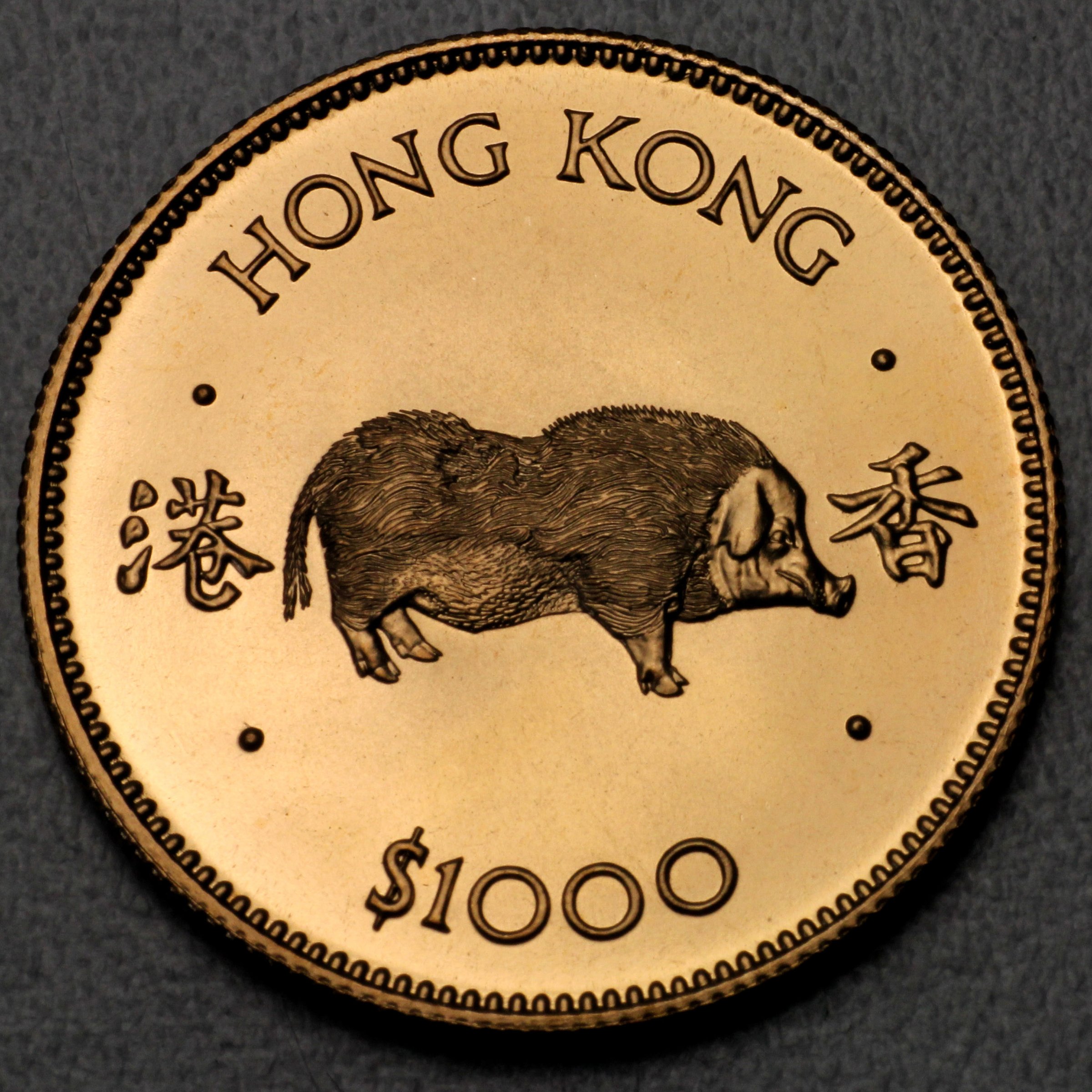 Goldmünze 1000 Dollar "Year of the Pig" 1983 (Hongkong) - Hauptansicht