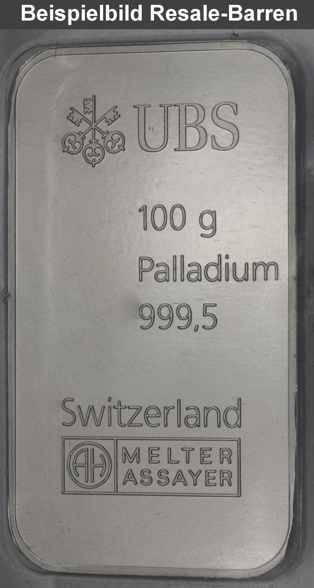 Palladiumbarren 100g "Resale" - Detailansicht 2