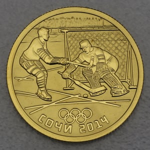 Goldmünze 50 Rubel "Eishockey" 2014 Olympia Sotchi (Russland) - Hauptansicht