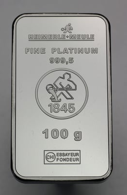 Platinbarren 100g  Heimerle+Meule - Miniaturansicht 2