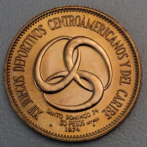 Goldmünze 30 Pesos "Central American Games" 1974 (Dominikanische Republik) - Hauptansicht