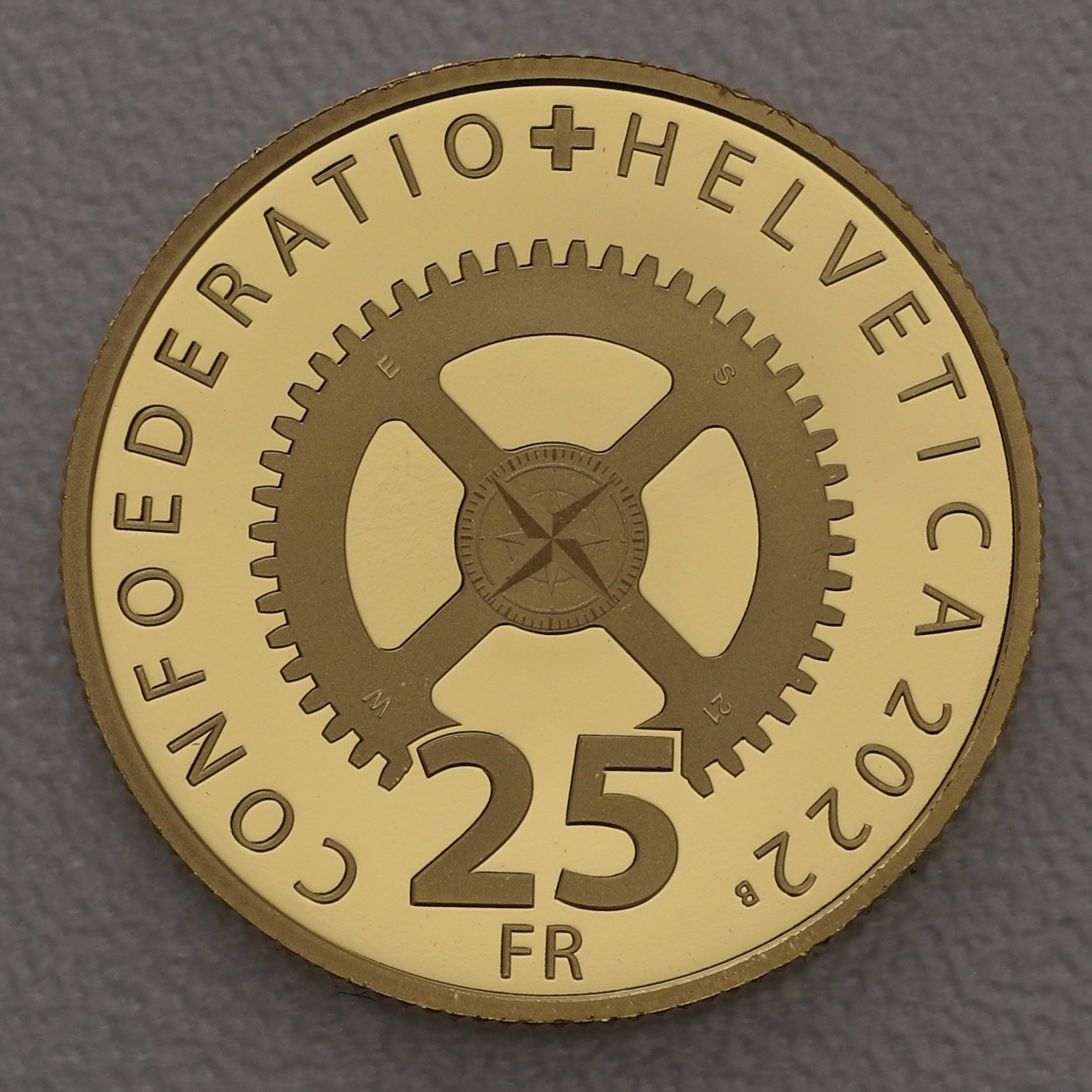 Goldmünze 25 Franken "Timemaschine" 2022 Schweizer Uhrenindustrie (Schweiz) - Detailansicht 1