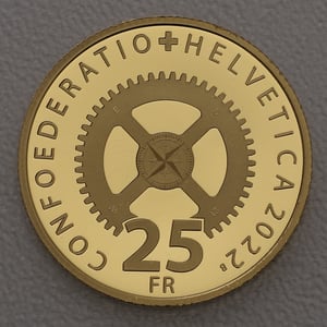 Goldmünze 25 Franken "Timemaschine" 2022 Schweizer Uhrenindustrie (Schweiz) - Miniaturansicht 2