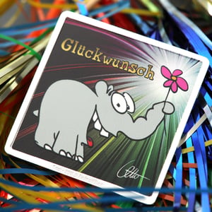 Silberbarren 1oz "Glückwunsch" quadratisch (koloriert) Ottifanten - Miniaturansicht 6