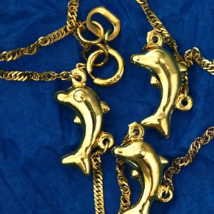 Gold-Fußkette 333er/25 cm "Delfine" (8 kt) - Miniaturansicht 2