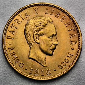 Goldmünze 5 Pesos "José Marti" 1915-1916 mit Schild (Kuba) - Hauptansicht