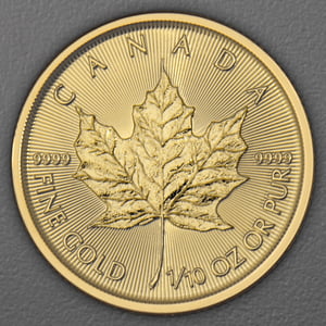 Goldmünze 1/10oz "Maple Leaf" aktueller Jahrgang (Kanada) - Hauptansicht