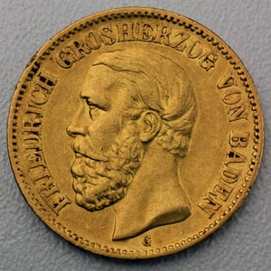 Goldmünze 20 Mark "Friedrich I." 1874-G J.187 (Baden) - Hauptansicht