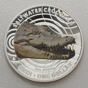 Silbermünze 1oz "Krokodil-Bindi" 2013 (koloriert) Australian Saltwater Crocodiles (Australien) - Miniaturansicht 1