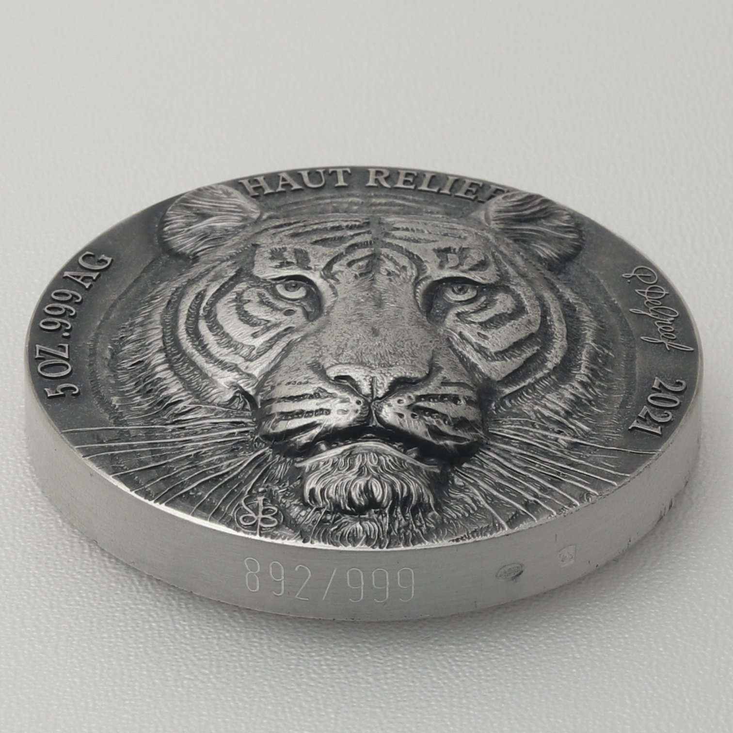 Silbermünze 5oz "Tiger" 2021 (AF/HR) Big Five Asia (Elfenbeinküste) - Detailansicht 2