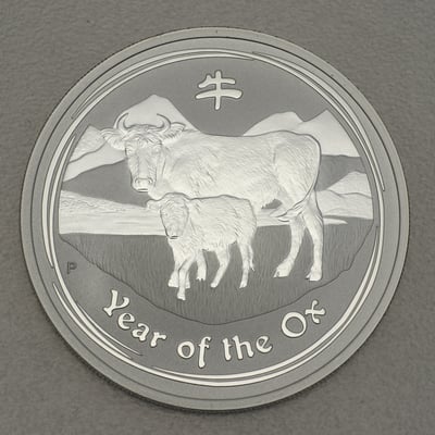 Silbermünze 2oz "Ochse" 2009 Lunar II – Year of the Ox (Australien) - Miniaturansicht 1