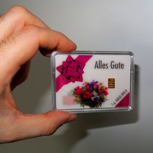 Goldbarren 1g "Alles Gute/Blumenstrauß" (Flip) - Miniaturansicht 3