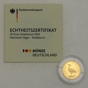 Goldmünze 20 Euro "Weißstorch" 2020 Heimische Vögel (Deutschland) - Miniaturansicht 4