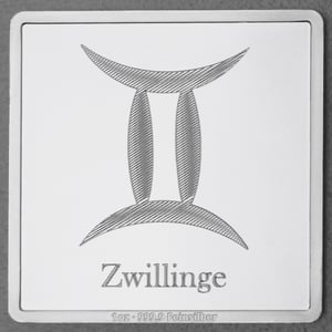 Silberbarren 1oz "Sternzeichen Zwillinge" Gravurbarren quadratisch - Hauptansicht