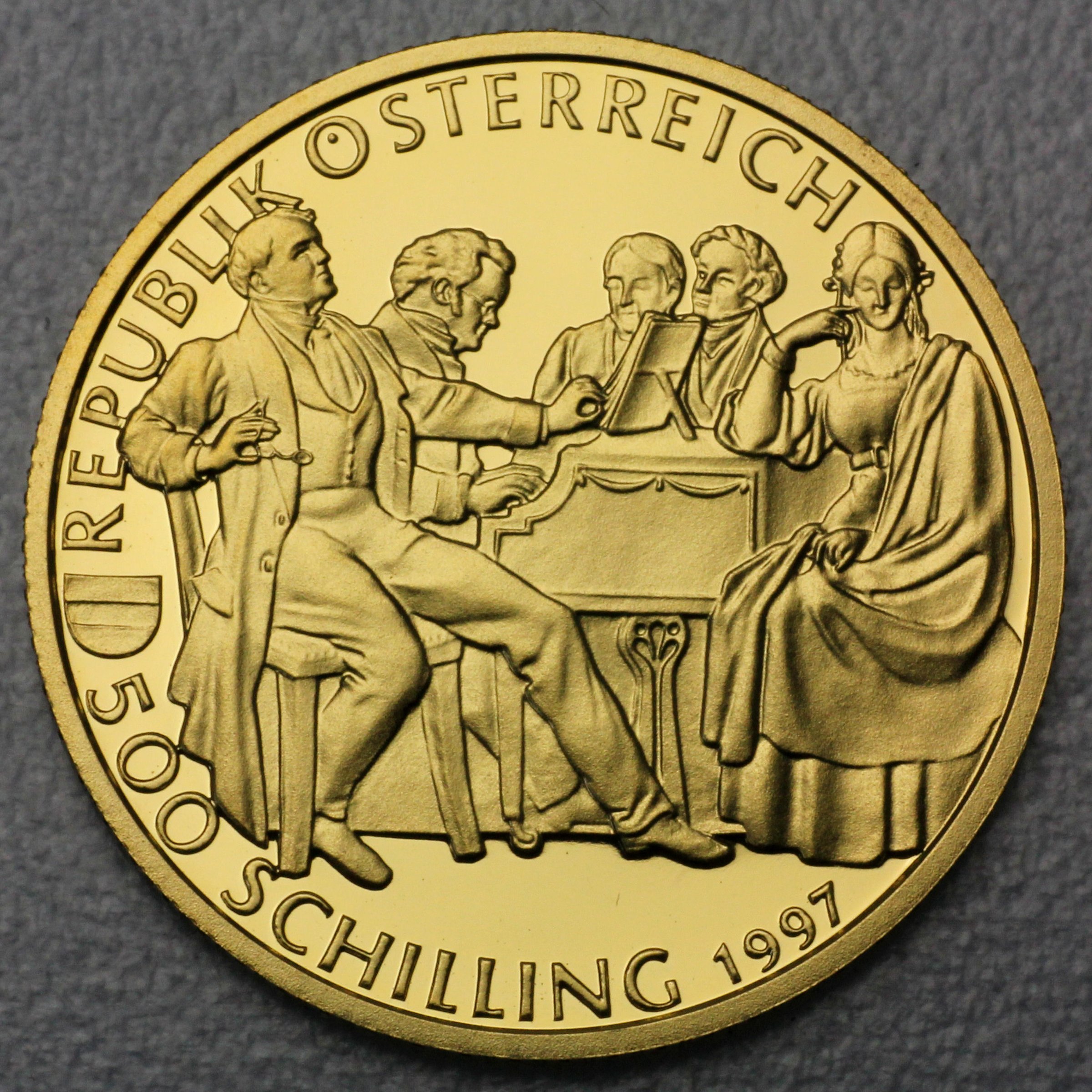 Goldmünze 500 Schilling "Franz Schubert" 1997 (PP) Wiener Musiklegenden (Österreich) - Detailansicht 1
