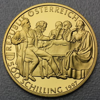 Goldmünze 500 Schilling "Franz Schubert" 1997 (PP) Wiener Musiklegenden (Österreich) - Miniaturansicht 2