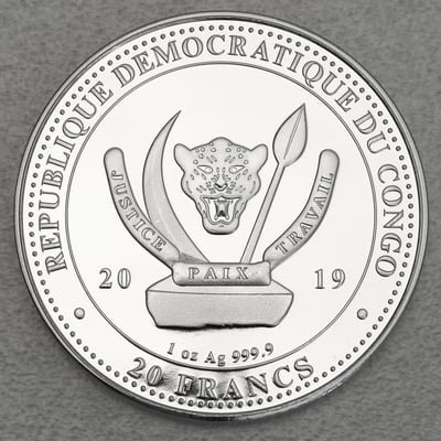 Silbermünze 1oz "Giraffe" 2019 World s Wildlife (Kongo) - Miniaturansicht 2