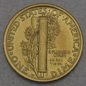 Goldmünze 1/10oz "Mercury Dime Centennial" 2016 (USA) - Miniaturansicht 2