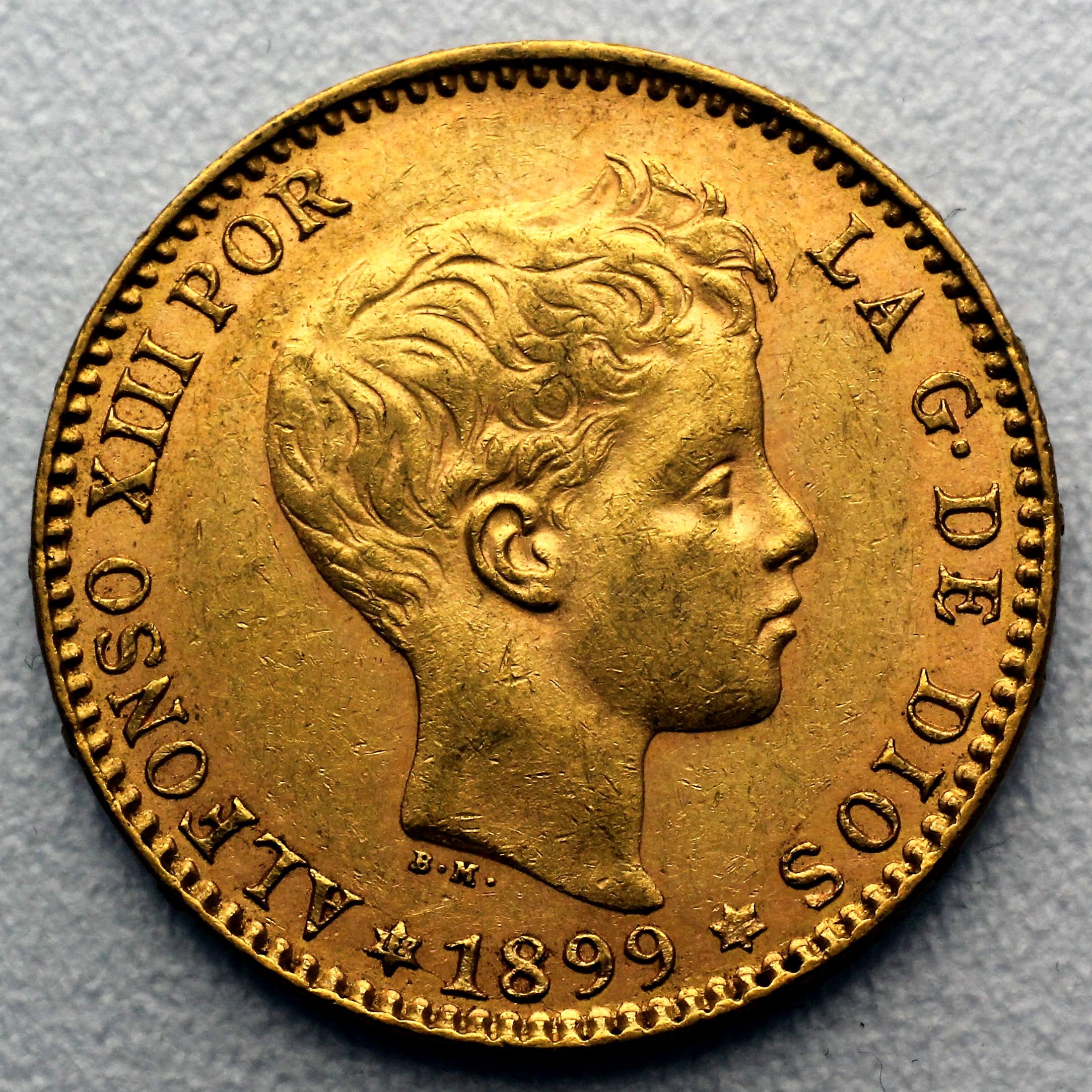 Goldmünze 20 Pesetas "Alfonso XIII." (Spanien) - Hauptansicht
