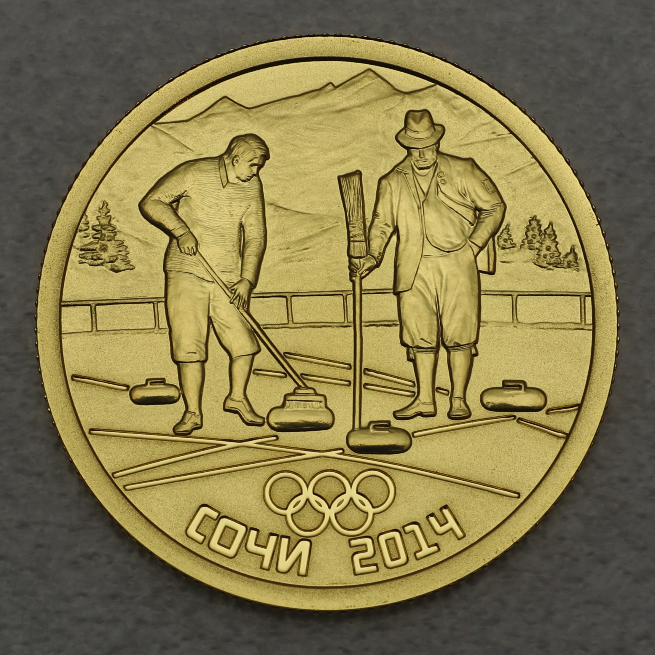 Goldmünze 50 Rubel "Curling" 2014 Olympia Sotchi (Russland) - Hauptansicht