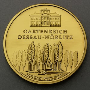 Goldmünze 100 Euro "Dessau-Wörlitz" 2013 Unesco-Weltkulturerbe (Deutschland) - Hauptansicht