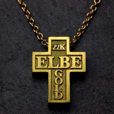 Goldanhänger "Kreuz aus Elbegold" (Naturgold) - Miniaturansicht 3