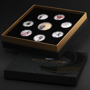 Silbermünzen 1oz +7 x 1/2oz "Roger Moore" 2024 (PP/kol./verg.) Set – 8-teilig James Bond (Tuvalu) - Hauptansicht