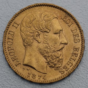 Goldmünze 20 Francs "Leopold II." (Belgien) - Hauptansicht
