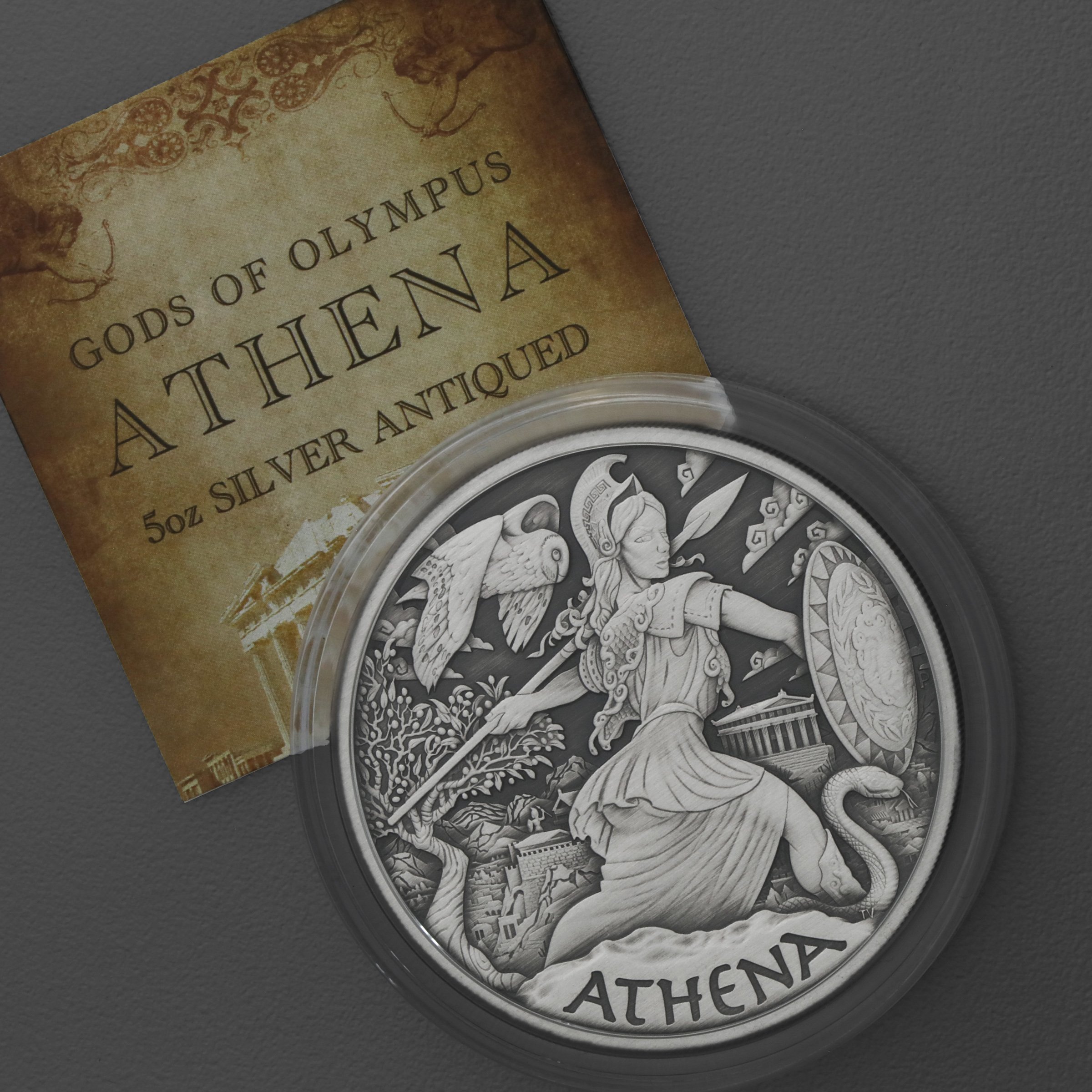 Silbermünze 5oz "Athena" 2022 (AF) Gods of Olympus (Tuvalu) - Detailansicht 4