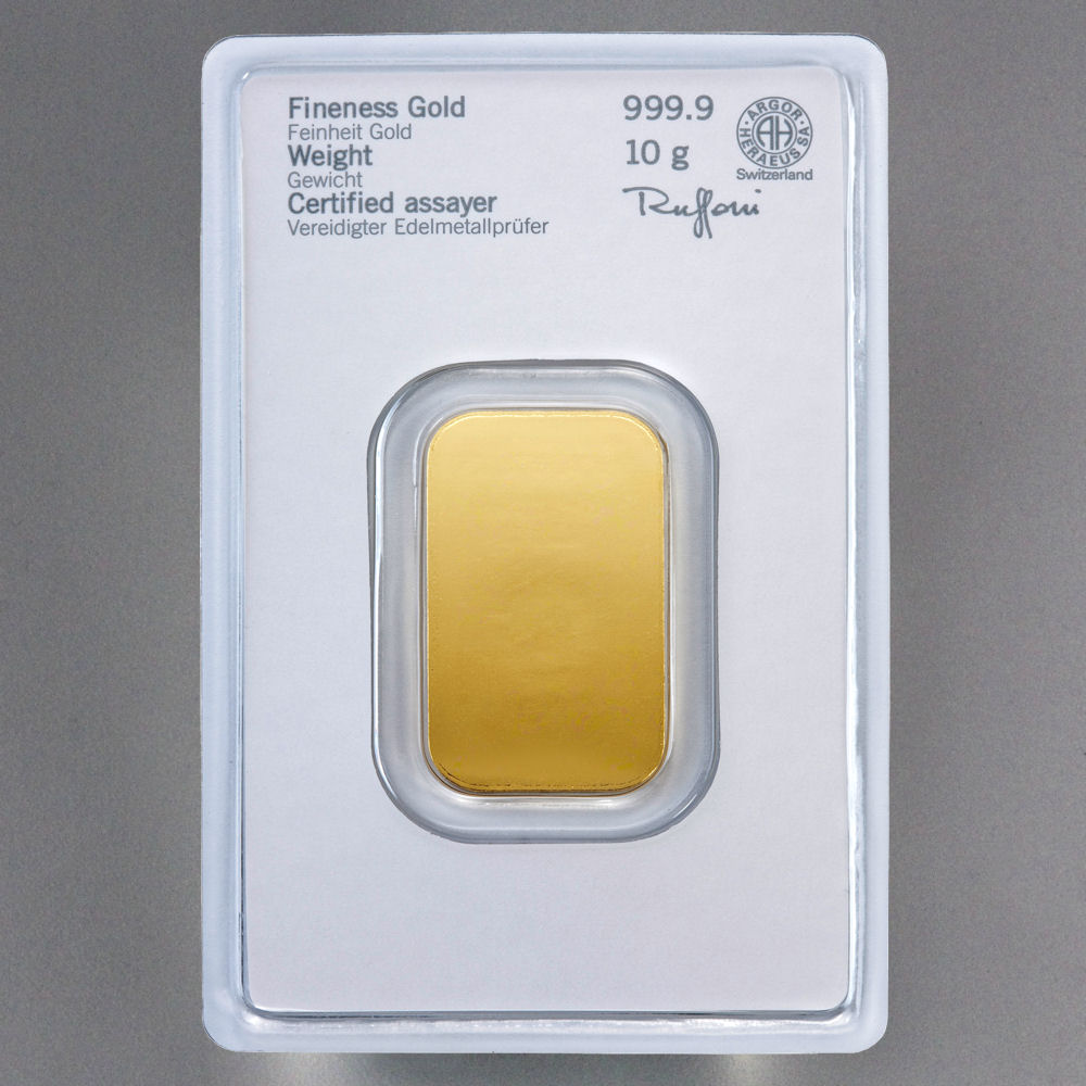 Goldbarren 10g HERAEUS geprägt - Detailansicht 2