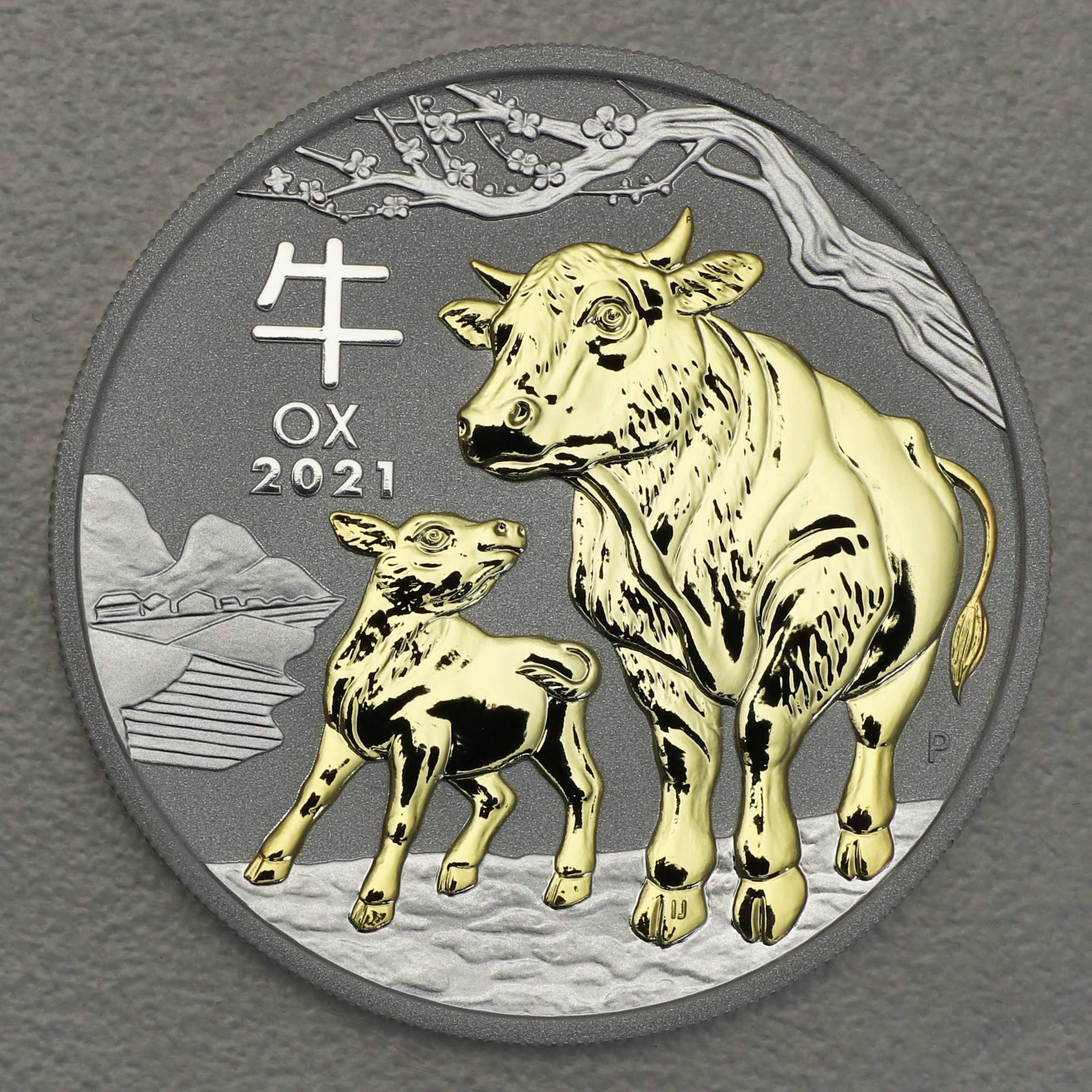 Silbermünze 1oz "Ochse" 2021 (PP/vergoldet) Lunar III – Year of the Ox (Australien) - Hauptansicht