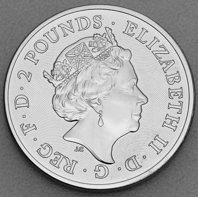 Silbermünze 1oz "Hund" 2018 (vergoldet) Lunar II – Year of the Dog (Großbritannien) - Miniaturansicht 2