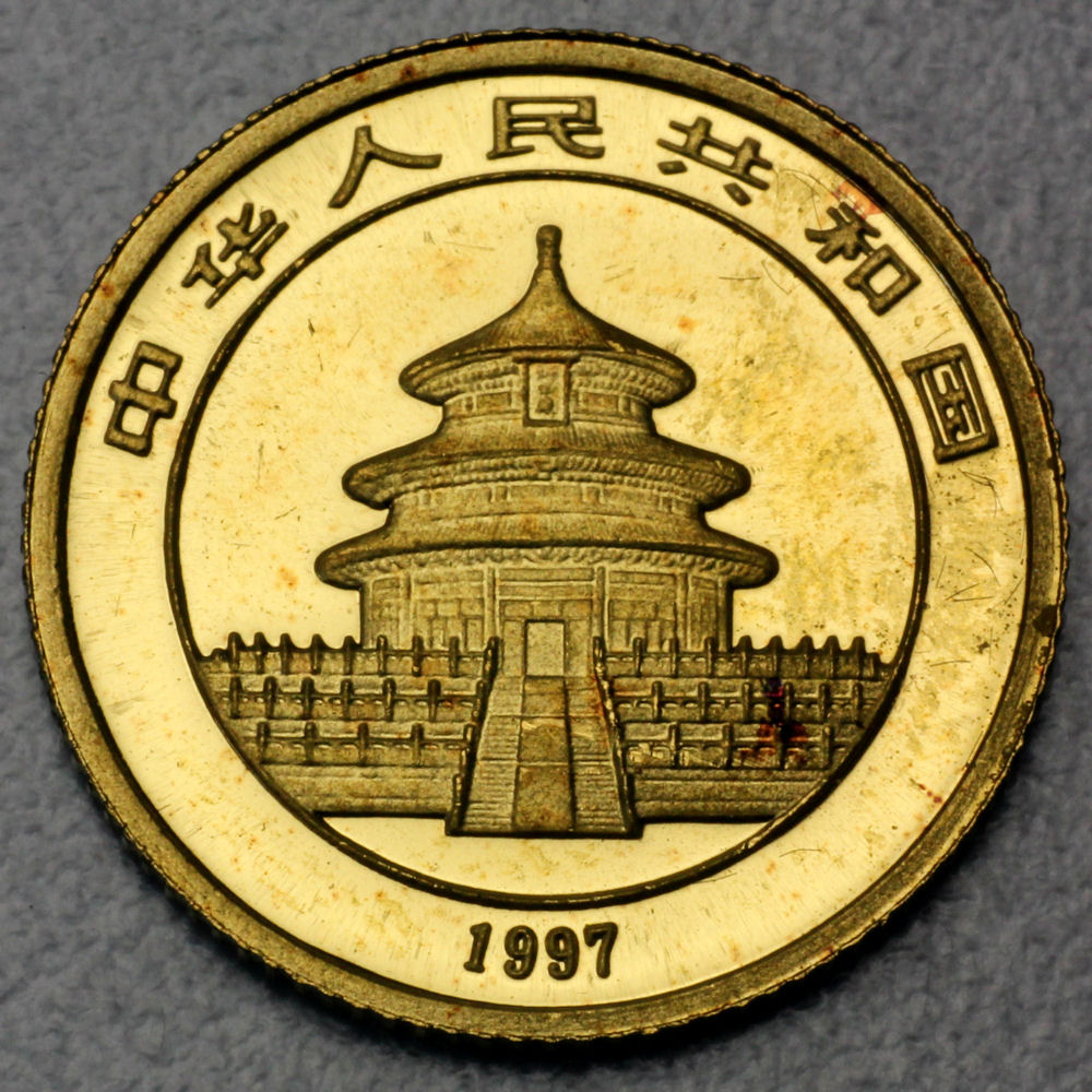 Goldmünze 1/10oz "Panda" 1997 (China) - Detailansicht 1