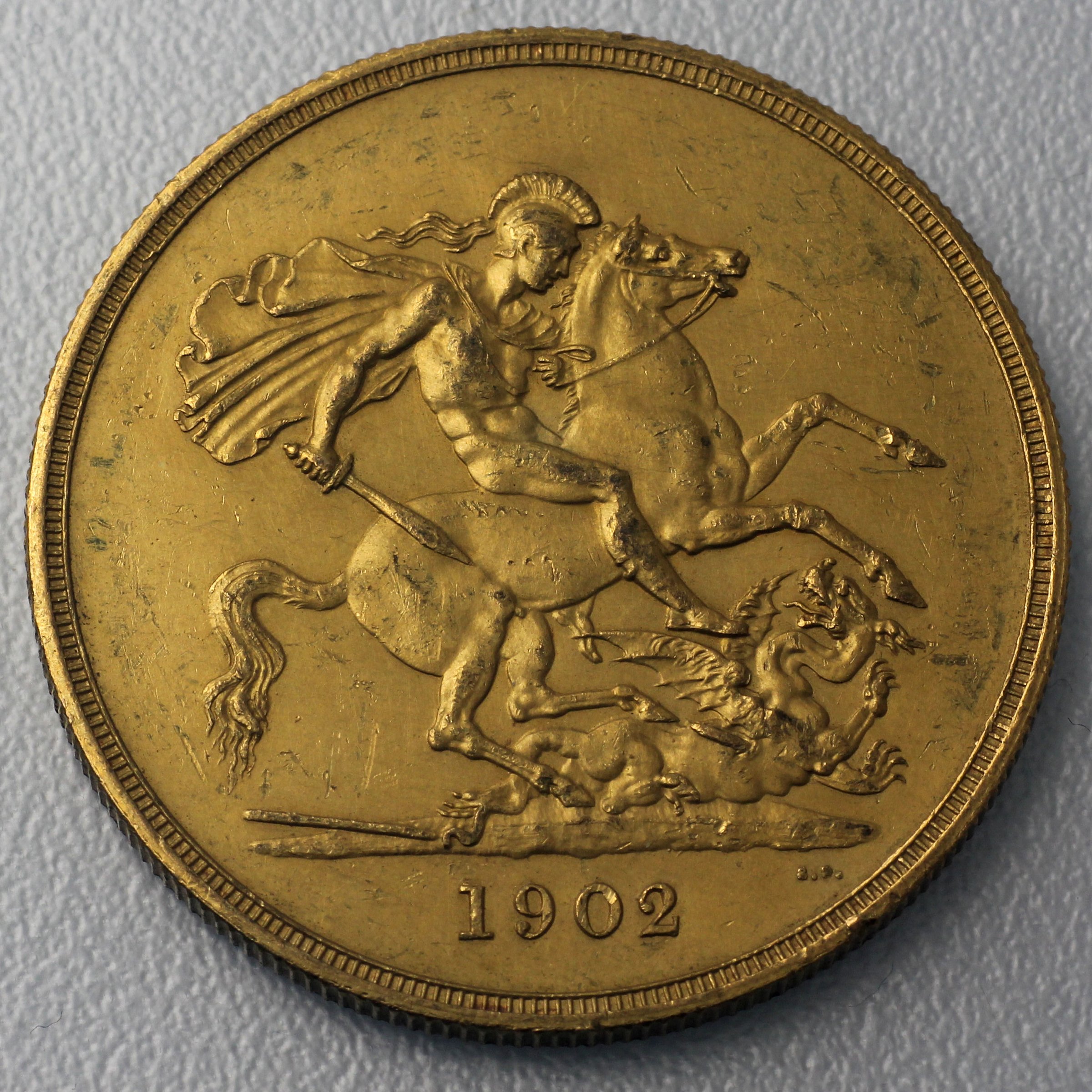 Goldmünze 5 Sovereign "Edward VII." 1902 (Großbritannien) - Detailansicht 1