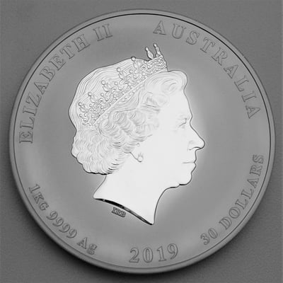 Silbermünze 1kg "Schwein" 2019 Lunar II – Year of the Pig (Australien) - Miniaturansicht 2